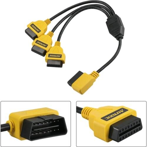 AUTOOL 50cm OBD2 Cable 1 to 3 Converter Adapter OBD2 splitter Y Cable J1962M to 3-J1962F splitter OBD2 Extension Cable