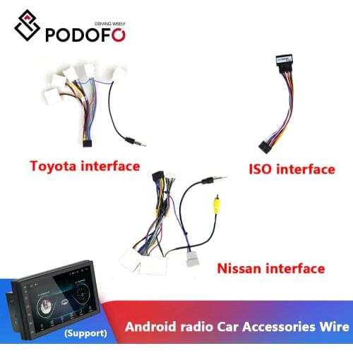 Podofo Android radio Car Accessories Wire Wiring Harness Adapter Connector Plug Universal cable For Focus Kia Nissian Toyota Car