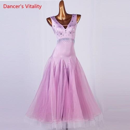 Modern Dance Female Adult Temperament V-neck Dress Ballroom Waltz Dancing Big Swing Skirt High-end Custom Performance Clothes