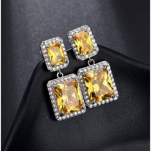Noble Temperament Square DIY Set AAA Zircon Fashion Copper S925 Silver Needle Korean White Stud Earrings For Women 2021 Trend