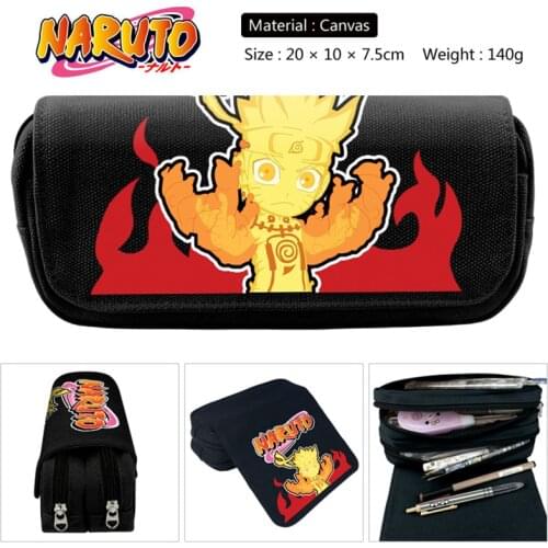 2021 Naruto Anime Pencill Case School Cartoon Black Pen Bag School Supplies Stationery Schoolbag Birthday Party Learning package
