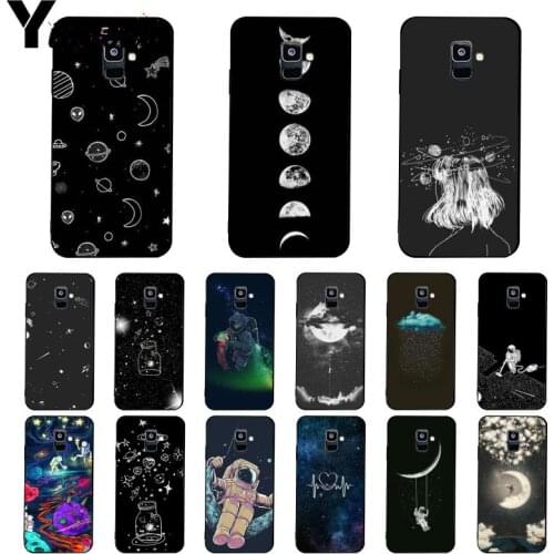 Yinuoda sky Space planet Black white sun Moon stars Phone Case For Samsung Galaxy A7 A50 A70 A40 A20 A30 A8 A6 A8 Plus A9 2018
