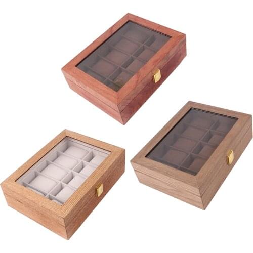 Wood Watch Box With Clear Cover Fashion New Home Shop Waist Band Bracelet Hoder Organizer 10/6 Grids Jewelry Storage Box