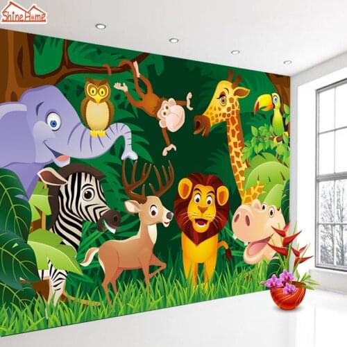 Cartoon Animal Kids 3 D Murals Roll Removable Wallpaper for Living Room Wall Background Self Adhesive Contact Papers Home Decor