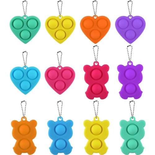Fidget Dimple Simple Fidget Toys Fat Brain Toys Heart Shape Safe Sress Reliever Keychain Toy For Kid Adult Relax Pressure Gift