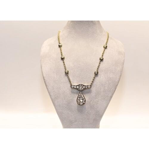 Perfect Antique Victorian 18k Gold Natural Rose Cut Diamond Decorated Drop Style Necklace