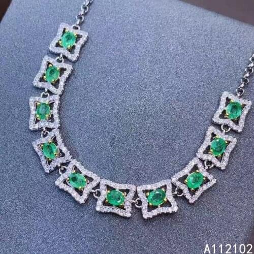 KJJEAXCMY fine jewelry 925 sterling silver inlaid natural emerald Fashion Chinese style womens bracelet support test