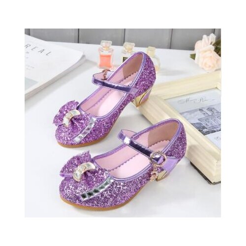 Classic Bow Girl PU Leather Girls Party Dance Child Kids Shoes 3-14 Years Princess High Heels Child Wedding Shoes