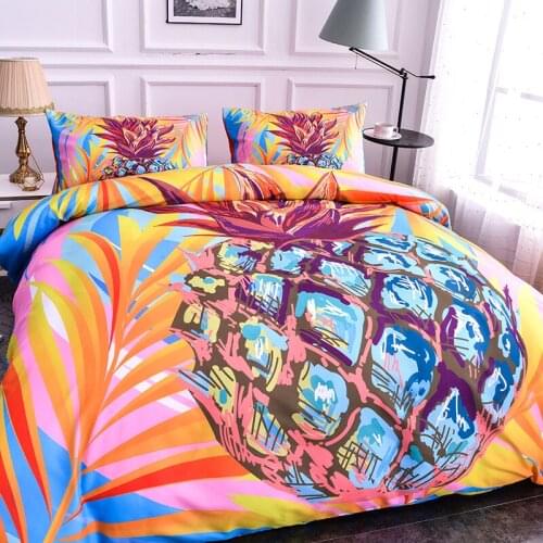 Home Textile 3D Printing Plant Style Soft 2/3pcs Bedding Sets Pineapple Bedclothes Duvet Cover Set Pillowcase Luxury Room Decor