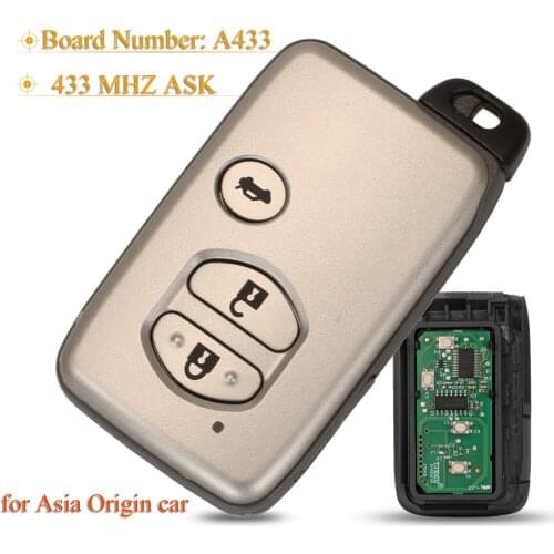Kutery 3 Buttons Smart Remote Car Key Fob 433MHz ASK/Fsk A433/F433 Board For Toyota Camry Prado Landcruiser