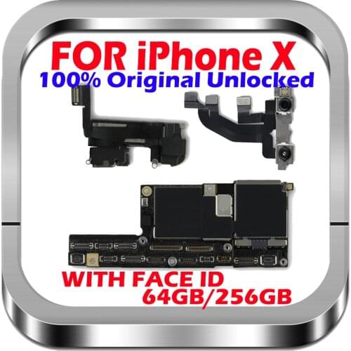 Clean iCloud Full Chips Unlocked Mainboard With/No FACE ID 100% Original For IPhone X Free ICloud Motherboard Lte 4G Network MB