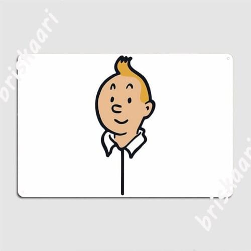 Tintin Face Metal Signs pub Garage Wall pub Customize Mural Painting Tin sign Posters