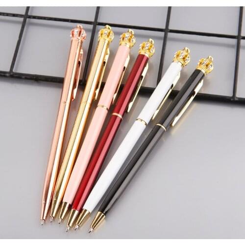 Cute Kawaii Diamond Crown Ballpoint Pens For School Office Supplies Writing Stationery