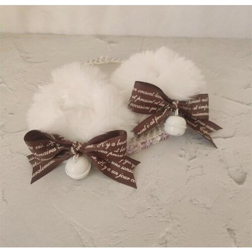 Lolita Cute Fake Fur Hair Circle Chocolate Bowknot Bell Hair Rope Hairband Girls Hair Accessories D603