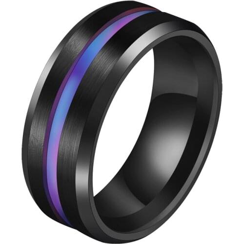 MOREDEAR Hot Sale Groove Rings Black Blu Stainless Steel Midi Rings For Men Charm Male Jewelry Dropshipping