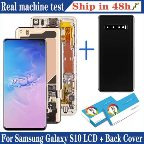 Original LCD for Samsung Galaxy S10 LCD Display Screen Touch Digitizer Assembly Samsung Galaxy 10 Repair Part with back cover