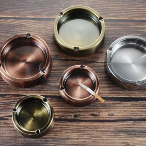Stainless Steel Ashtray Metal Ash Tray Household Hotel Anti-fall Cigarette Smoking Holder Living Room Accessories