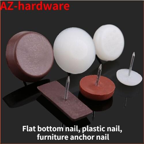 Flat bottom nail, plastic nail, furniture anchor nail, decoration nail, moisture-proof pad, furniture corner nail 100PCS