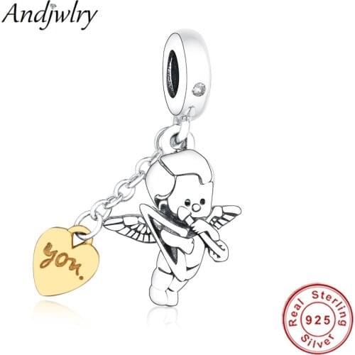 Fit Original Pandora Charm Bracelet 925 Sterling Silver Cupid & You Charm Dangle Pendant Beads for Making DIY Jewelry Berloque