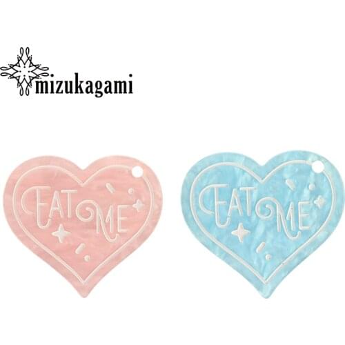 43mm 2pcs/lot Acetic Acid Resin Charms Pink Blue Sweet Heart Romantic Charms For DIY Jewelry Making Finding Accessories
