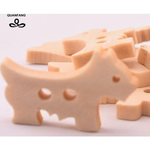 QUANFANG 30pcs 2 hole wooden button dog pattern DIY scraping quilting sewing / decorative crafts home decoration