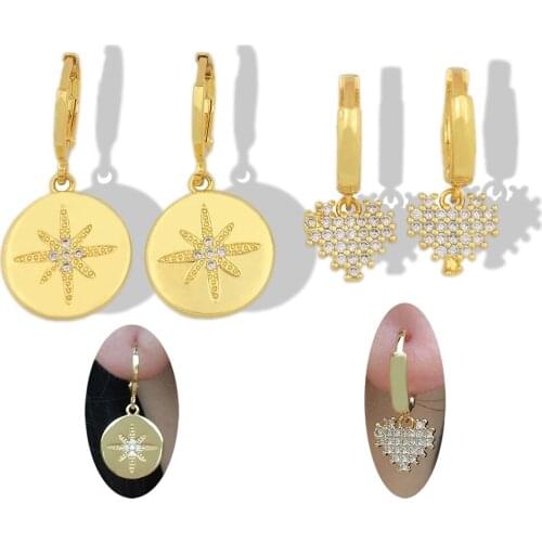 New Arrival Fashion Earrings Hoops for Women 2020 Statement Huggie Ear Jewelry Gold Filled Round Star Heart Earrings Zirconia