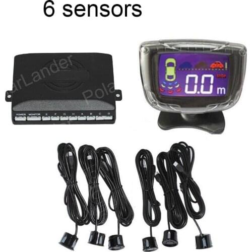 Car Parking Sensor Assistance System LCD display monitor 6 Sensors 44 colors backup reverse radar detector