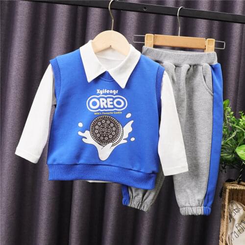 Spring Children Fashion Clothes Baby Boys Cartoon Sweater Vest Shirt Pants 3Pcs/Set Kids Clothing Toddler Tracksuit 0-5 YEARS