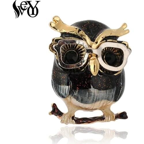 VEYO Enamel Cute Black Owl Brooch Pin Classic Fashion Jewelry pin Backpack Badge