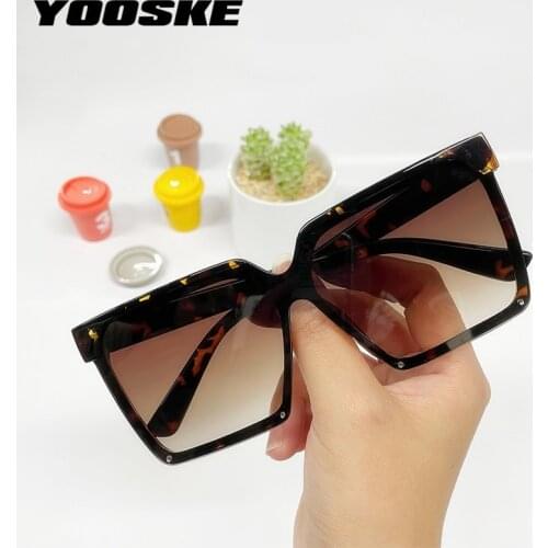 YOOSKE Fashion Oversized Sunglasses Women 2021 Vintage Big Frame Square Sun Glasses Men Luxury Brand Designer Eyeglasses UV400
