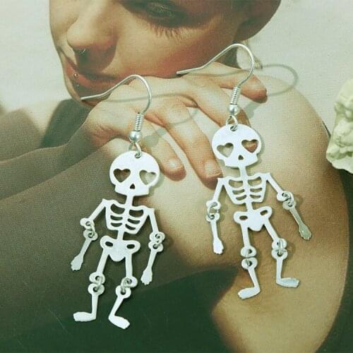 Earrings 2021 trend Halloween exaggerated funny skull earrings Personality metal tassel earrings for women Jewelry Wholesale