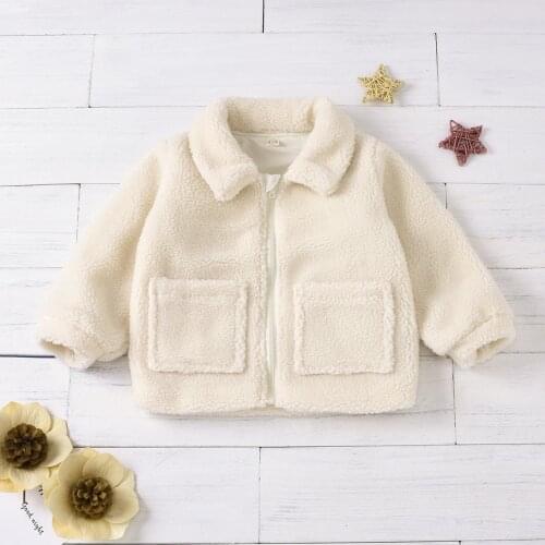 Winter Baby Girls Hooded Thick Coat Long Sleeve Solid Color Flannel Warm Coral Fleece Zipper Hooded Outerwear Party Jacket