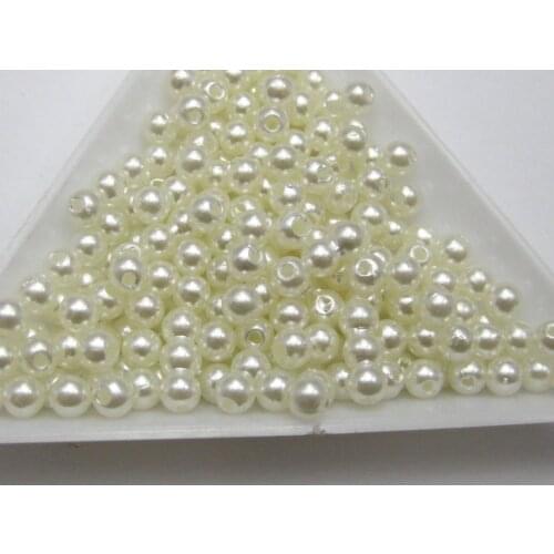 1000 Pcs 4mm Plastic Faux Pearl Round Beads Ivory Imitation Pearl