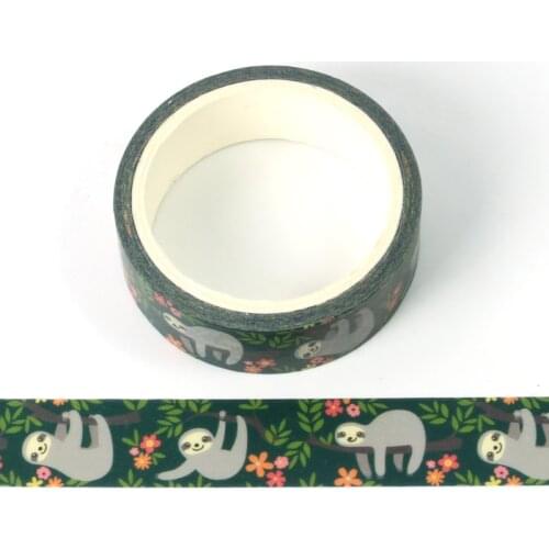 1X Cute Washi Tape Animal Sloth design DIY Planner Masking Tapes School Office Supplies