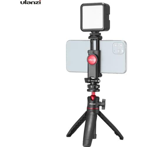 3 Options Ulanzi Phone Tripod Video Vlog Kit w/ Selfie Stick Tripod LED Fill Light Clamp Holder Universal 1/4 Cold Shoe Mounting