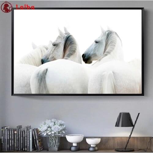 Diamond painting diamond embroidery Nordic animal art, white horse full square/round drill puzzles gifts for the new year 2021