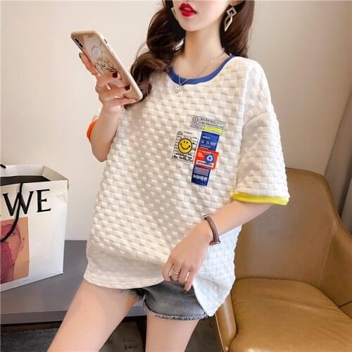 White Women t-shirts 2021 Summer Korean BF Style Short Sleeve T Shirt Women Oversized All-Match Tee Tops Female Thisrt