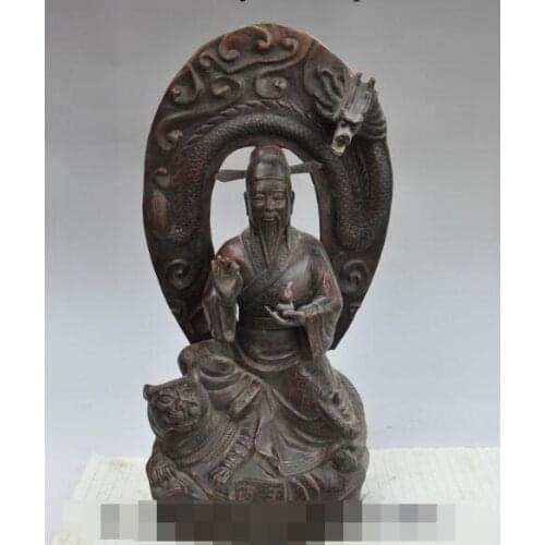 Free shipping S02057 16"china buddhism bronze animal dragon beast Medicine King ride tiger god statue