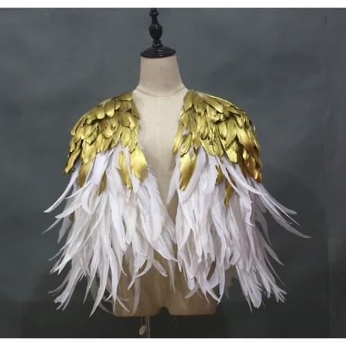 Queen Shoulder Decor Gold Feather Shawl Fashion Photography Window Display Props Pure Handmade