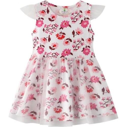 Childrens Clothing For Summer Girls Short-sleeved Flowers Dress Cotton Floral Party Tutu Dress
