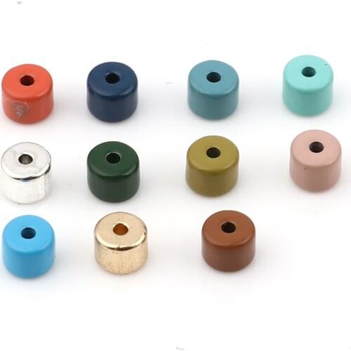 DoreenBeads 5mm Multicolor Enamel Spacer Beads Cylinder For DIY Making Bracelets Necklace Loose Beads Jewelry Findings Gifts