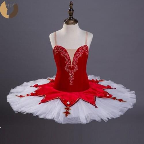 FLTOTURE Kids Professional Stage Costumes Tutu Dresses Red White Platter Skirt For Sale Custom Made La Esmeralda Variation Tutus
