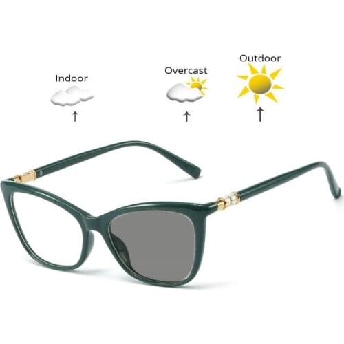 Photochromic Finished Myopia Glasses Photosensitive Chameleon Anti-glare Change Color Lens Prescription Cat Sun Glasses FML