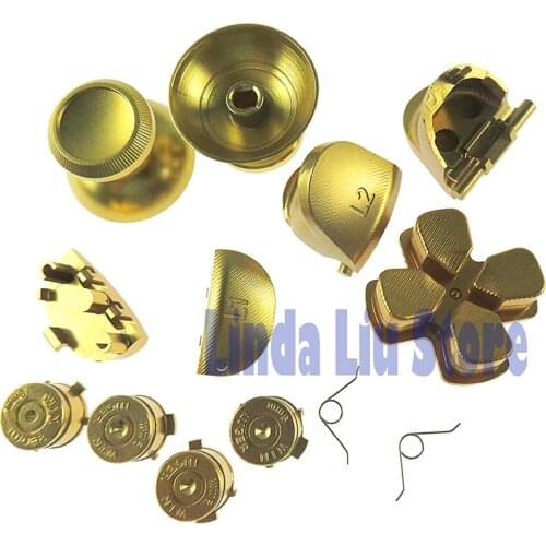 1set Metal Bullet Buttons thumbstick cap L1 R1 L2 R2 Dpad Aluminum Button with spring for PS4 Controller JDM001 JDS011