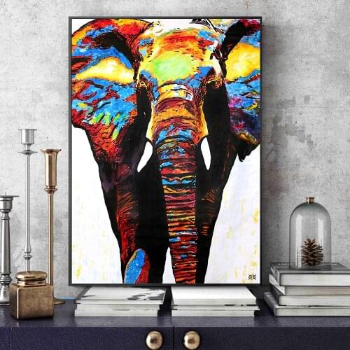 Colorful Elephant Painting Animal Poster Oil Painting On Canvas Wall Art Room Graffiti Picture For Room NO FRAME Home Decor