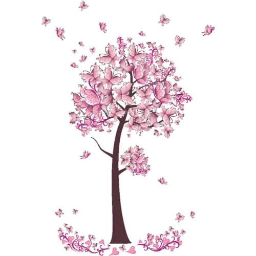Easy To Tear Wall Sticker Vivid Butterflies Eco-friendly PVC Fashion Tree Wall Decor Decal for Living Bedroom Room