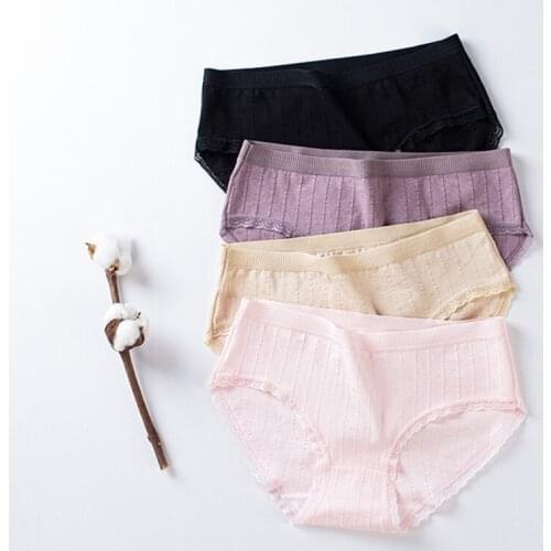 Fashion Girls' Underwear Panties Womens Cotton Briefs Seamless Lace Lingerie For Women Panties Mid Waist Soft Female Underpant