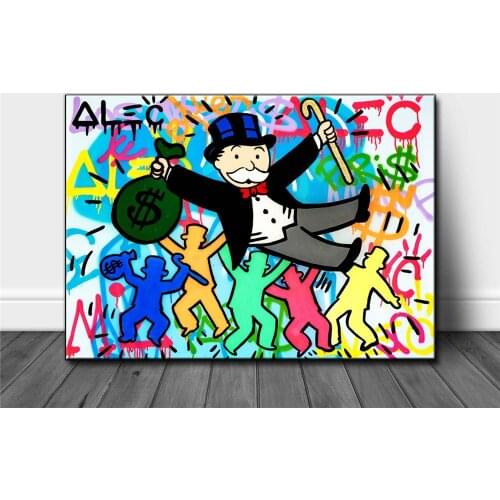 Alec Monopolys Money Aircraft Money Parachute , Painting Canvas Modern Art Decorative Wall Pictures Home Decor