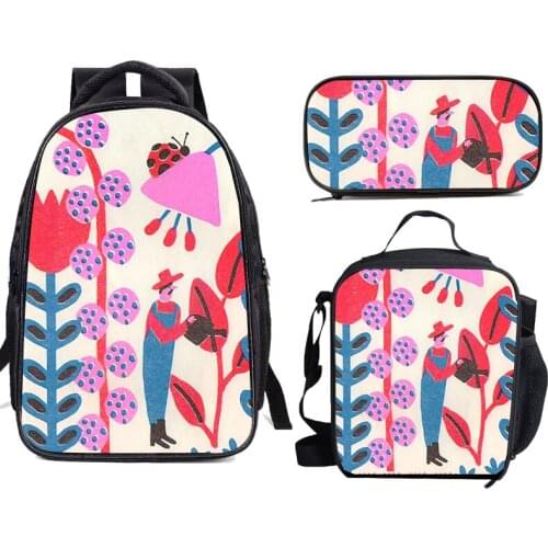 Graffiti Arts Prints Girls Boys School Bags Set 3Pcs Large Laptop Backpack Teenage Students Book Bag with Lunch Box Pen Case Box
