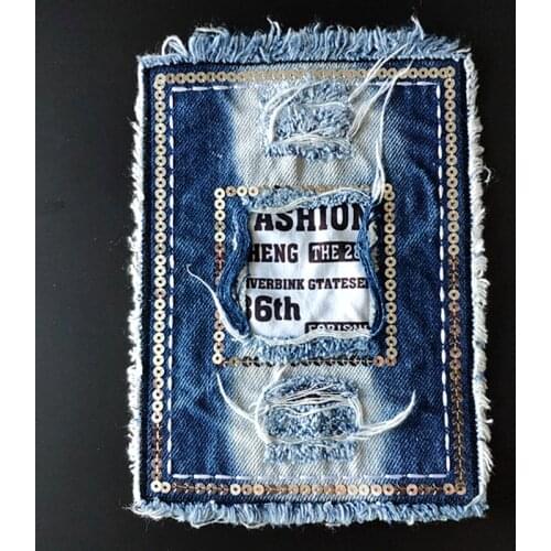 Letters Jeans Patch Denim Diy Clothes Stickers Sequins Large Biker Badge Sew On Patches For Clothing Strange things Christmas